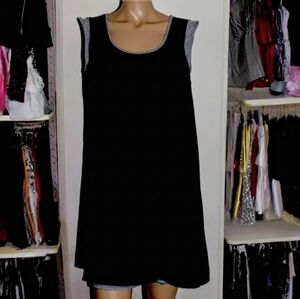 POPulation black and grey sleeveless shift dress